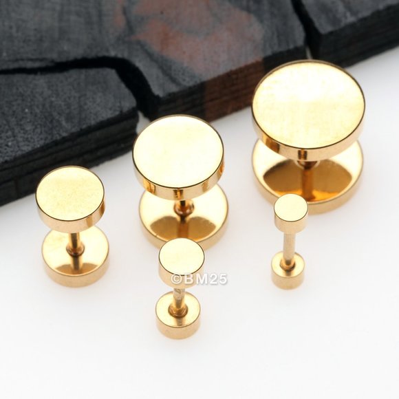 Golden Steel Plate Cartilage Tragus Earring - Picture 1 of 2